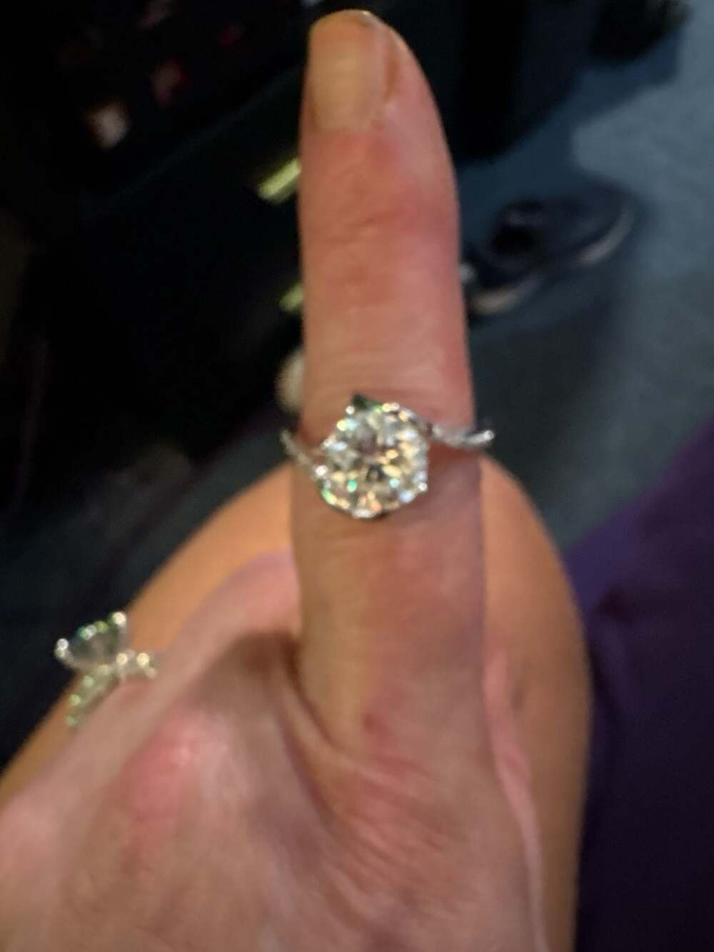 4 CT Round Cut Moissanite Solitaire Engagement Ring in 14K White Gold Plated Sil